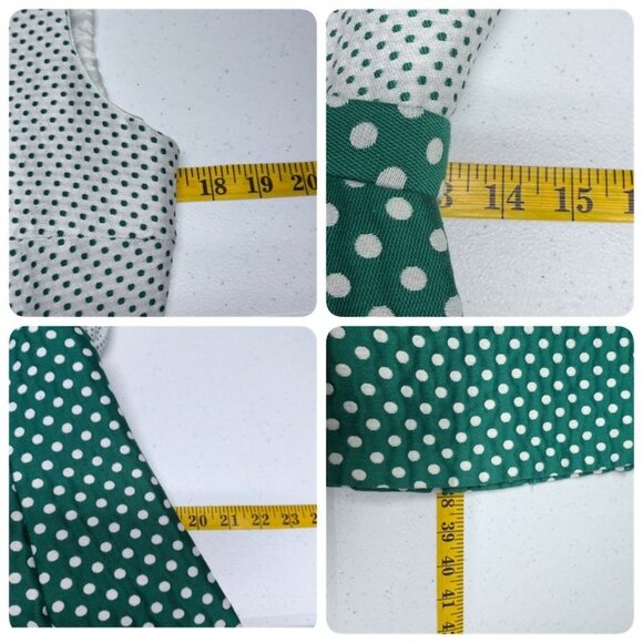 Vtg Saks Fifth Avenue Dress w Matching Jacket Green White Polka Dot Sleeveless N - Picture 6 of 10